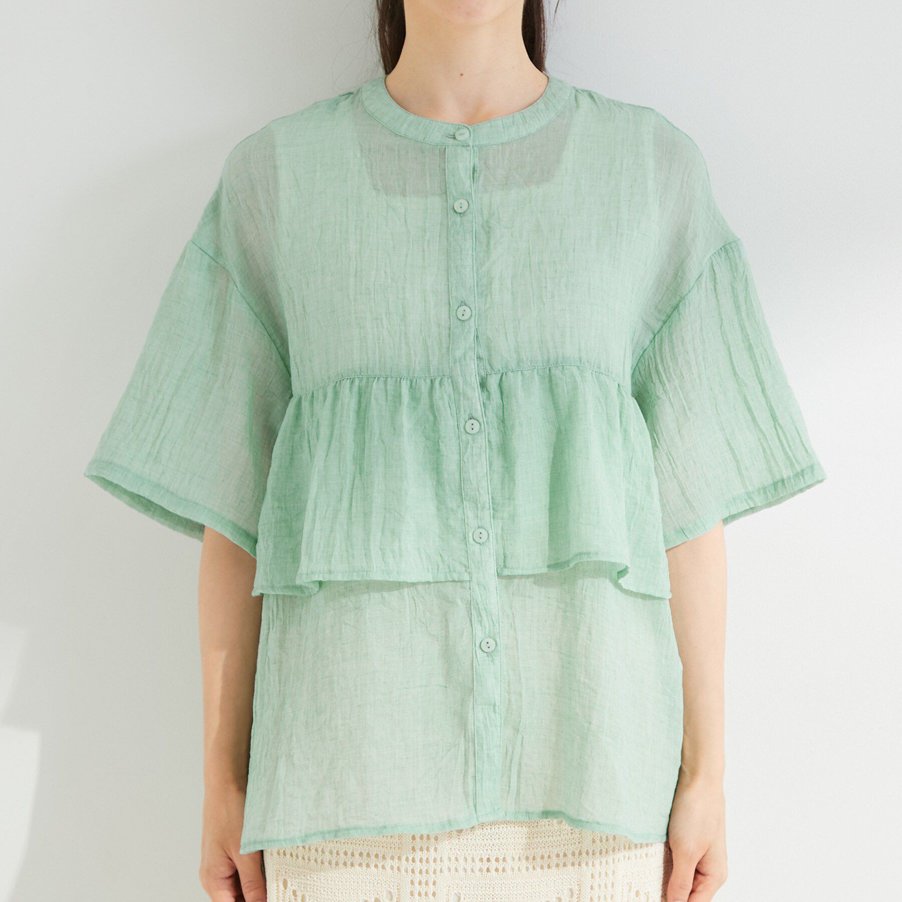 SHOO･LA･RUE「フロントフリル シアーワッシャーブラウス」|シャツ・ブラウス|
