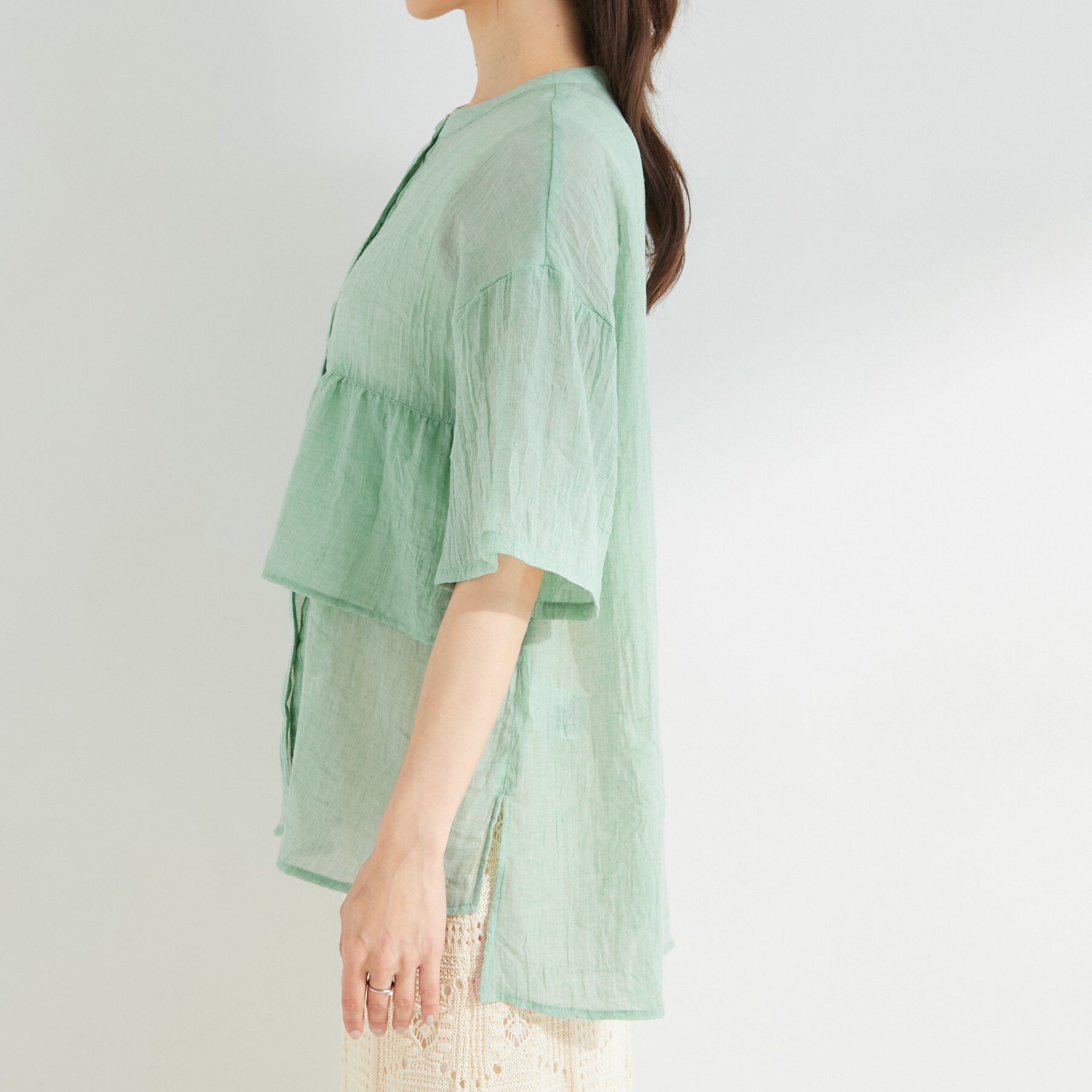 SHOO･LA･RUE「フロントフリル シアーワッシャーブラウス」|シャツ・ブラウス|