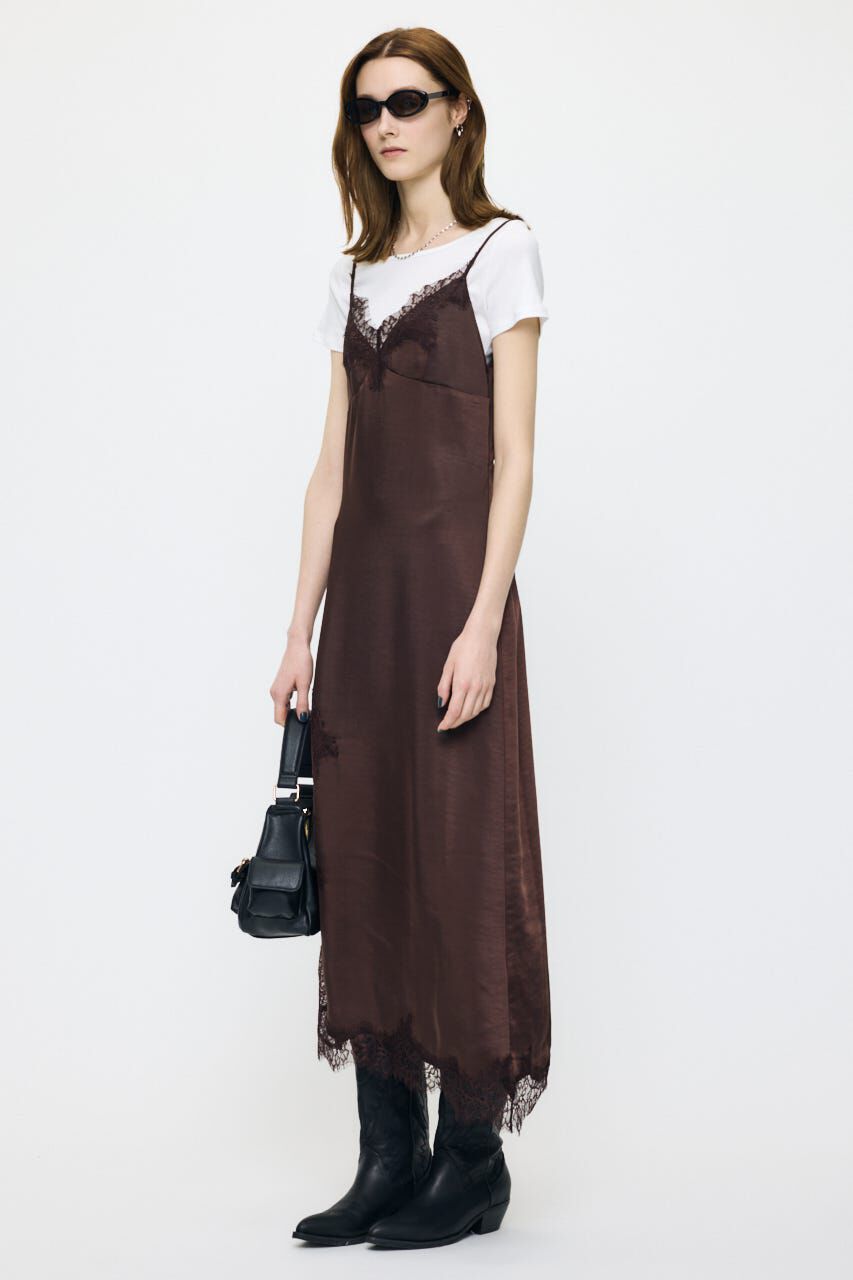 MOUSSY「LACE SATIN SLIP ドレス」|ワンピース|