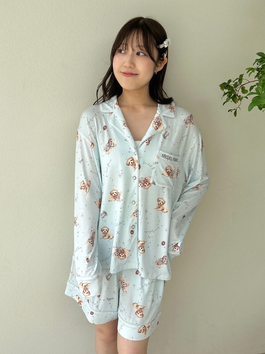 SNIDEL HOME「DOG開襟シャツ」|ルームウェア|