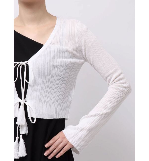 LAGUNAMOON「タッセルリボンリブカーディガン」|カーディガン|