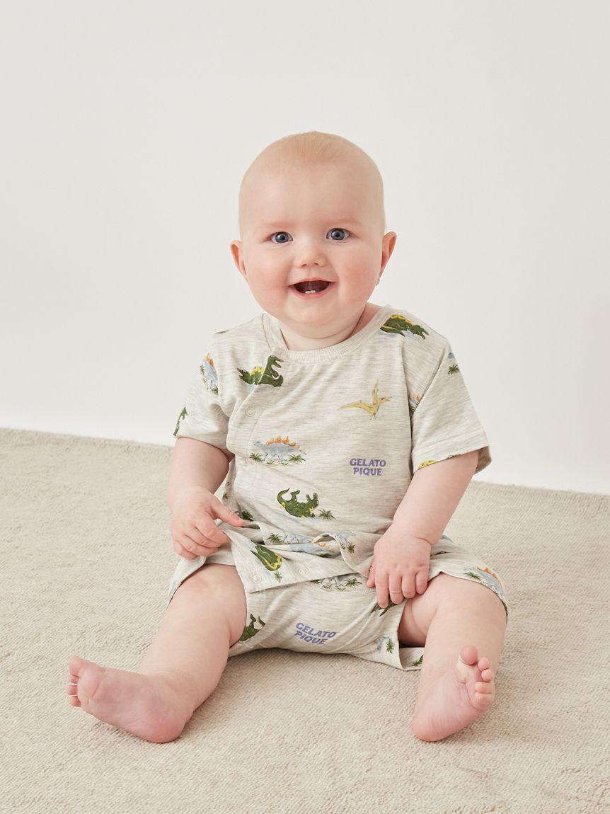 GELATO PIQUE KIDS & BABY「【BABY】【接触冷感】スリーピングダイナソー柄ロンパース」|ロンパース|