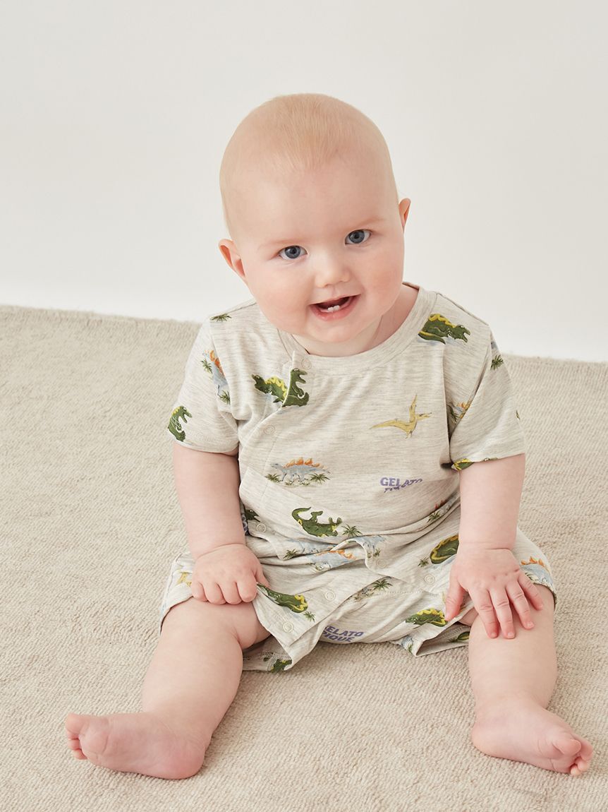 GELATO PIQUE KIDS & BABY「【BABY】【接触冷感】スリーピングダイナソー柄ロンパース」|ロンパース|