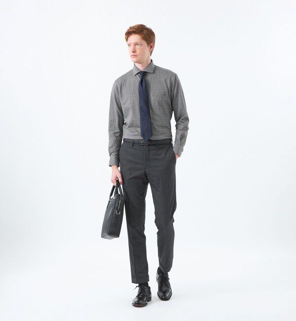 MACKINTOSH PHILOSOPHY「【WEB&一部店舗限定】トロッター テーパードトラウザーズ ウール混マイクロ千鳥」|スラックス|