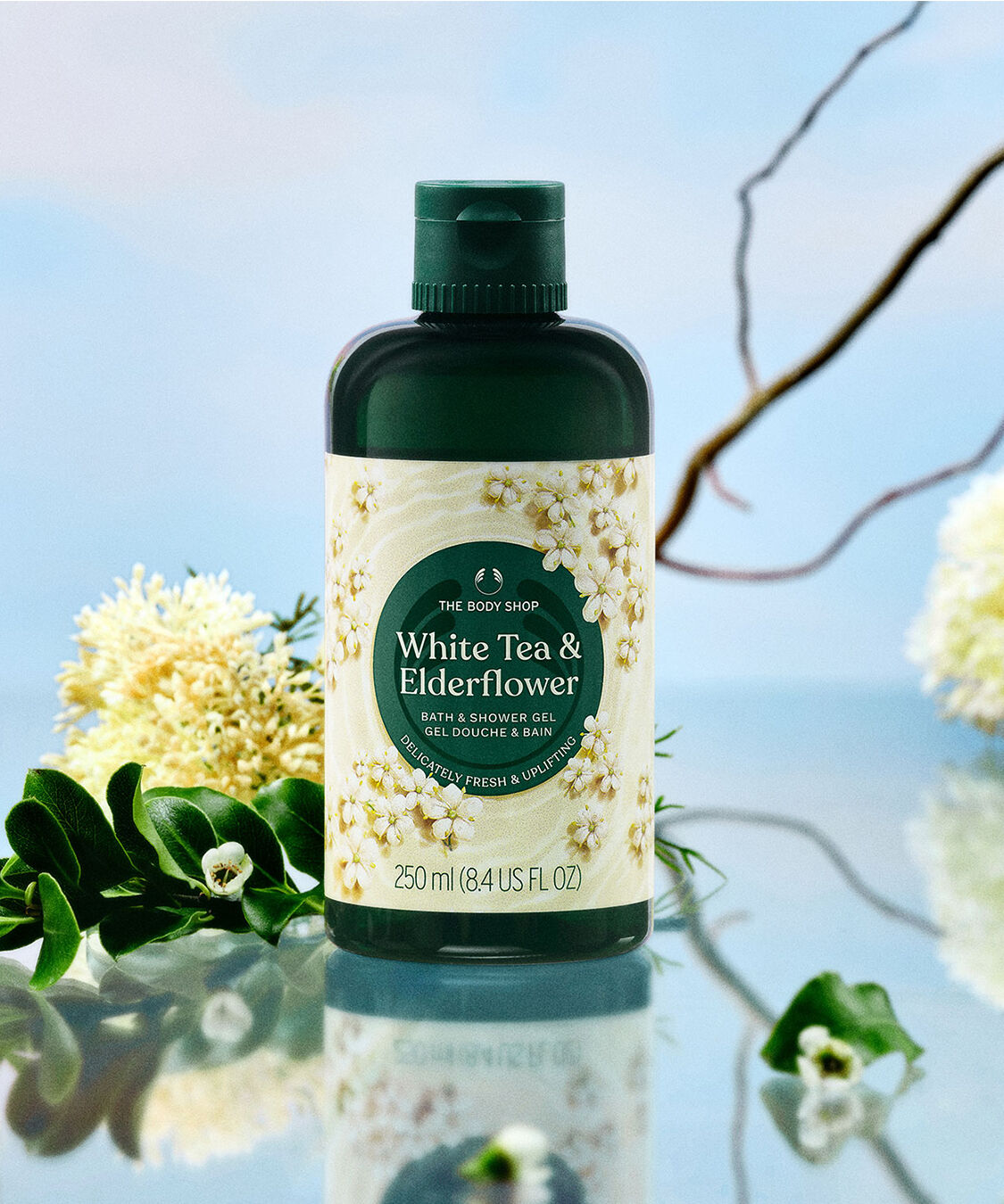 THE BODY SHOP「バス＆シャワージェル ホワイトティー＆エルダーフラワー 250mL」|ボディクレンジング|