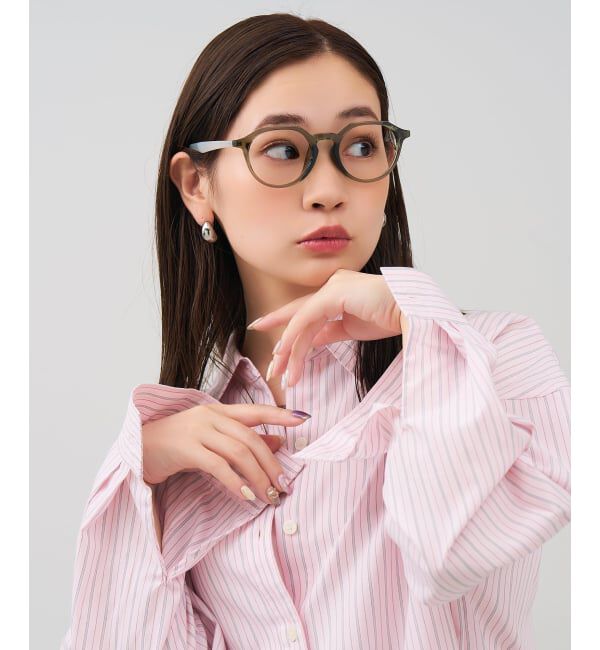  「ボストン型 メガネ | クラウンパント 軽量 伊達めがね・度付き ユニセックス Zoff  レンズ交換券付」|メガネ|薄オリーブ1