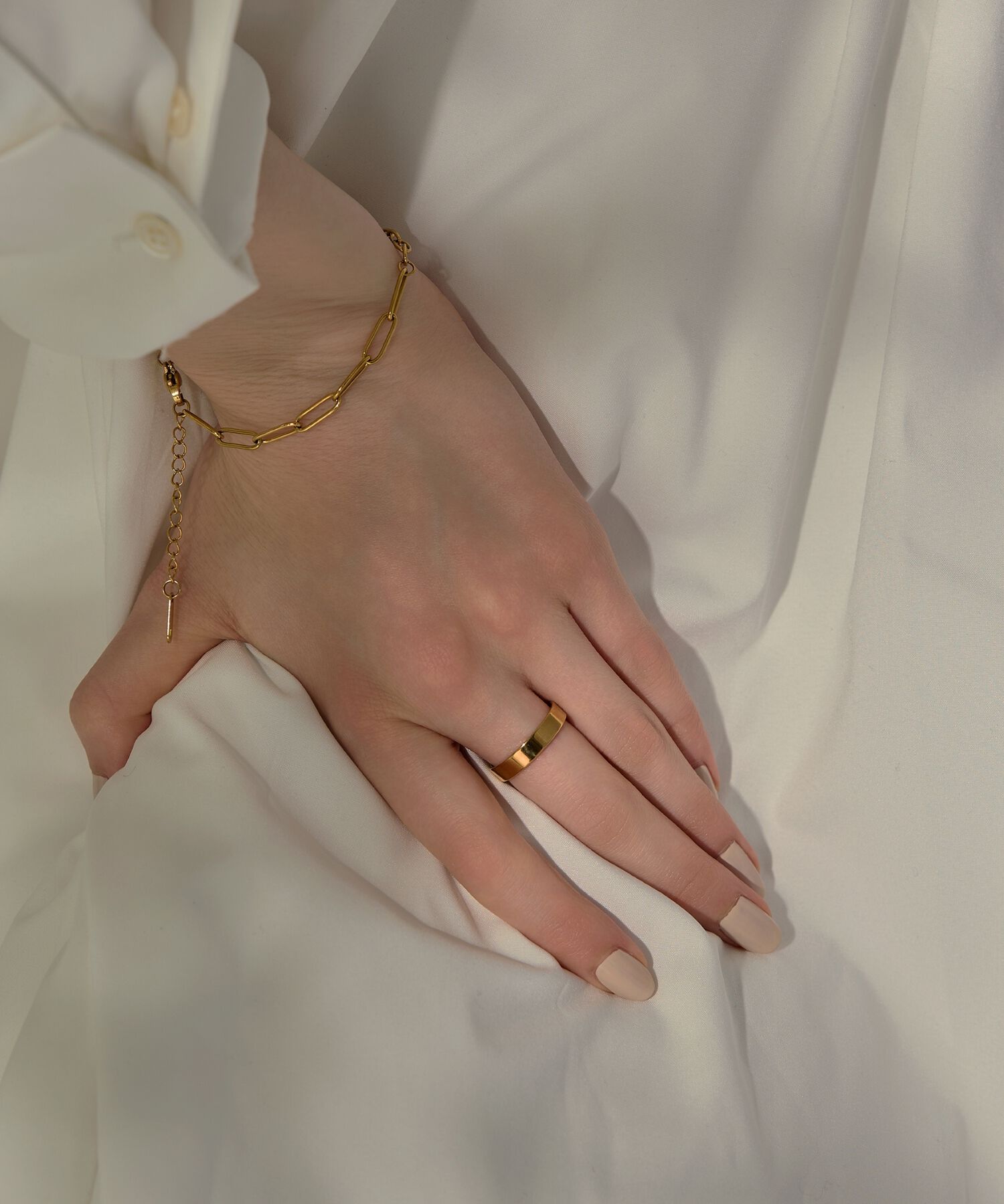 Phoebe「【金属アレルギー対応】フラットリング　ゴールド」|リング|