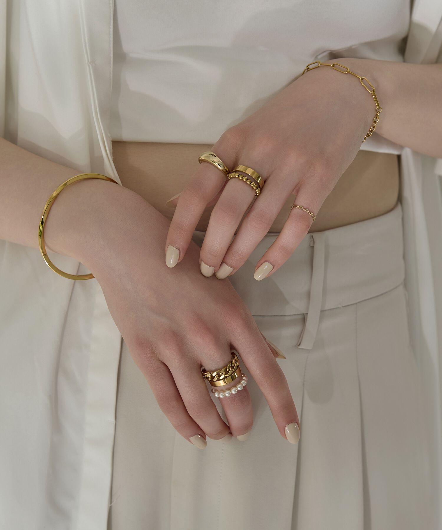 Phoebe「【金属アレルギー対応】フラットリング　ゴールド」|リング|