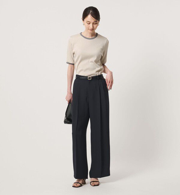UNITED ARROWS「リブ バイカラーパイピング 五分袖 Tシャツ」|Tシャツ・カットソー|