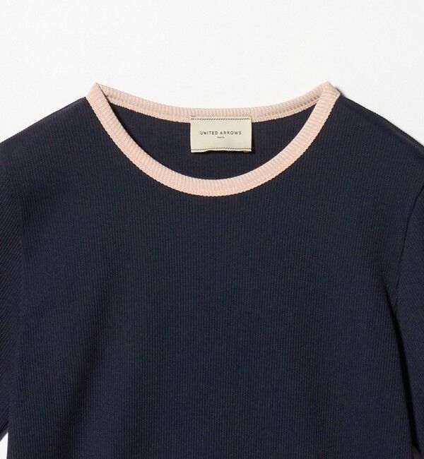 UNITED ARROWS「リブ バイカラーパイピング 五分袖 Tシャツ」|Tシャツ・カットソー|