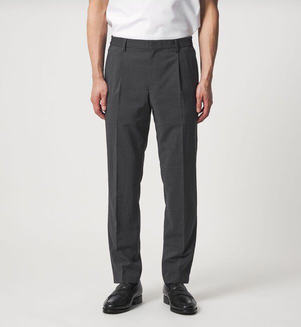 UNITED ARROWS「タフタ サイドシャーリング 1プリーツ パンツ UA COZY ウォッシャブル ヨコストレッチ」|スラックス|