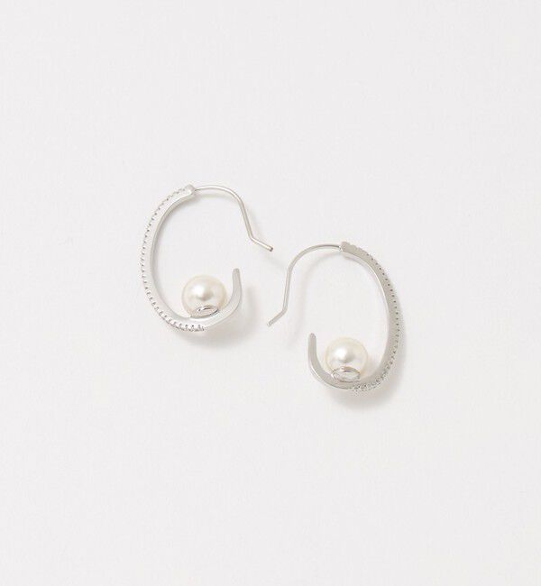 UNITED ARROWS「パヴェ＆イミテーションパール フックピアス」|ピアス|SILVER