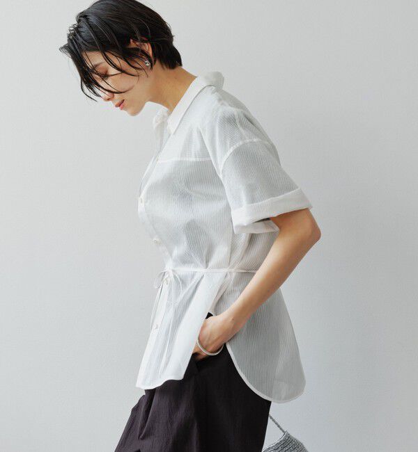 UNITED ARROWS green label relaxing「［size SHORTあり］リボンハイウエストシャツ」|シャツ・ブラウス|
