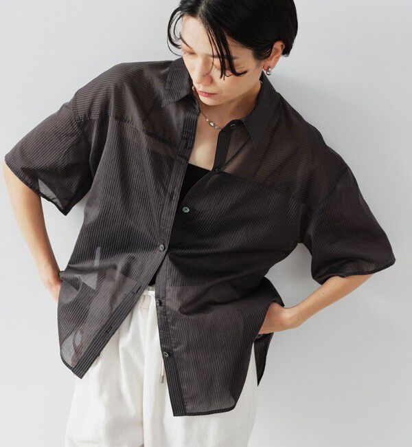 UNITED ARROWS green label relaxing「［size SHORTあり］リボンハイウエストシャツ」|シャツ・ブラウス|