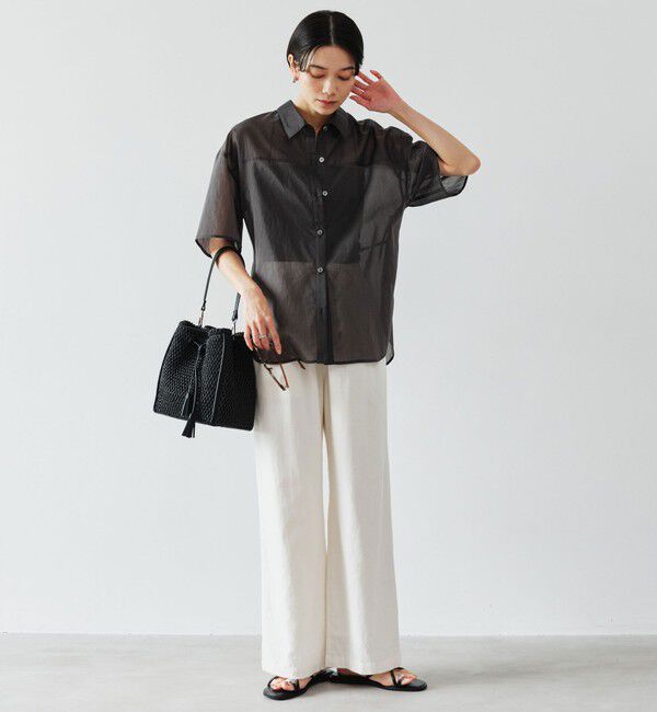 UNITED ARROWS green label relaxing「［size SHORTあり］リボンハイウエストシャツ」|シャツ・ブラウス|