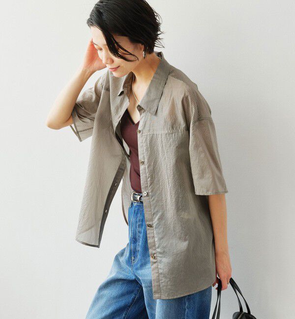 UNITED ARROWS green label relaxing「［size SHORTあり］リボンハイウエストシャツ」|シャツ・ブラウス|
