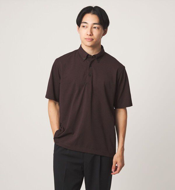 UNITED ARROWS green label relaxing「プライムフレックス ドット メッシュ ボタンダウン ビズポロ ポロシャツ -ストレッチ・吸水速乾・通気性-」|ポロシャツ|DK.BROWN