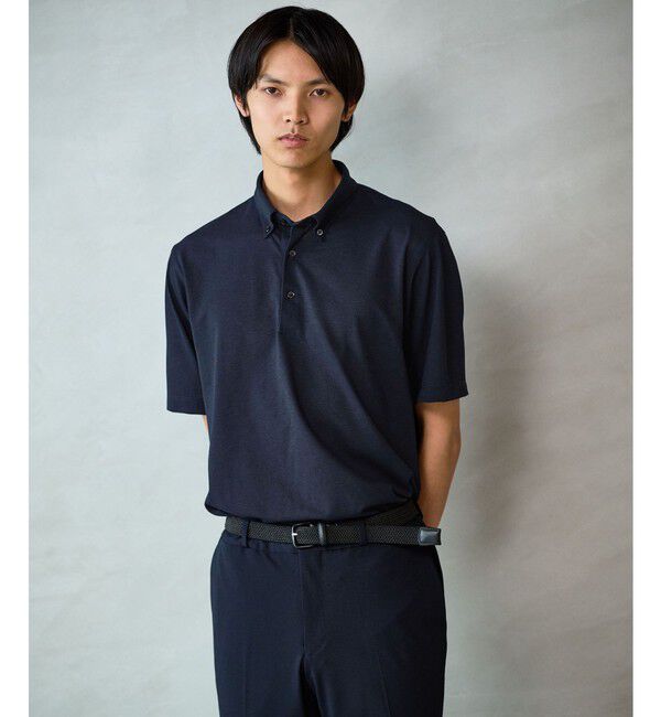 UNITED ARROWS green label relaxing「プライムフレックス ドット メッシュ ボタンダウン ビズポロ ポロシャツ -ストレッチ・吸水速乾・通気性-」|ポロシャツ|NAVY