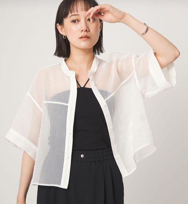 UNITED ARROWS green label relaxing「シアー コードレーン ショートスリーブ シャツ」|シャツ・ブラウス|WHITE