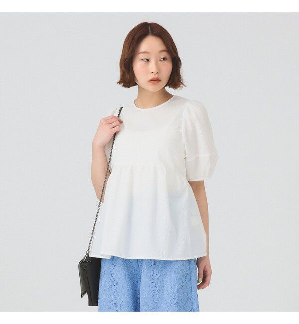 Ray BEAMS 「ランタンスリーブ ギャザー ブラウス」|シャツ・ブラウス|WHITE