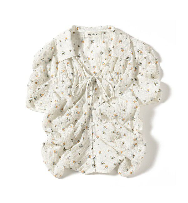 Ray BEAMS 「フラワー プリント シャーリング シャツ　　26SS  花柄 ショート丈 洗える イージーケア 夏 ブラウス」|シャツ・ブラウス|