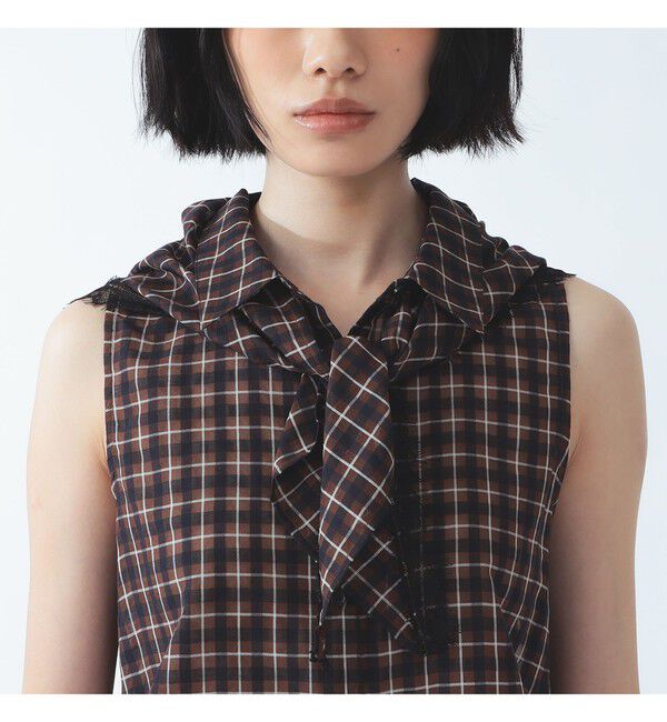 Ray BEAMS 「チェック バブーシュカ ノースリーブ シャツ」|シャツ・ブラウス|