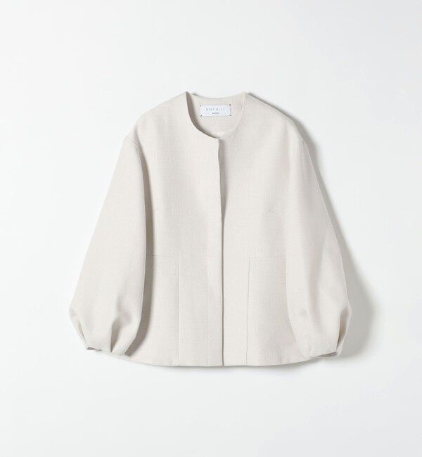 SHIPS any「《予約》SHIPS any:〈手洗い可能〉パフ スリーブ ノーカラー ジャケット［NAVY BLUE］」|ノーカラージャケット|