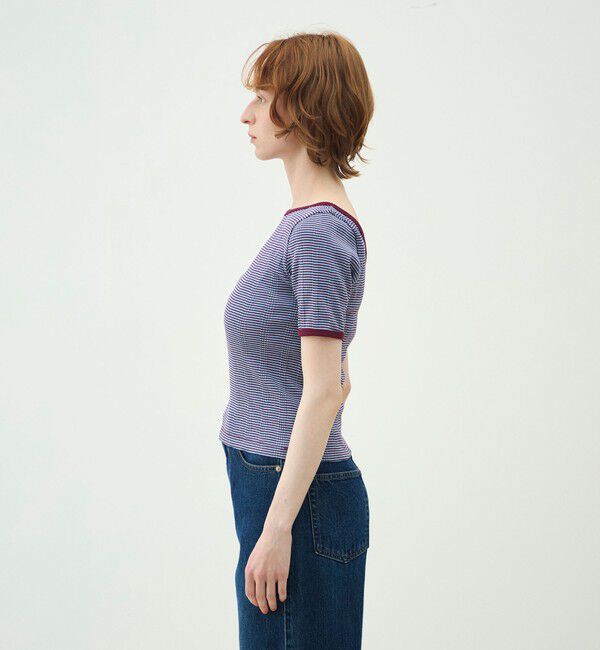 MACPHEE「シルキーボーダー ボートネックプルオーバー」|Tシャツ・カットソー|
