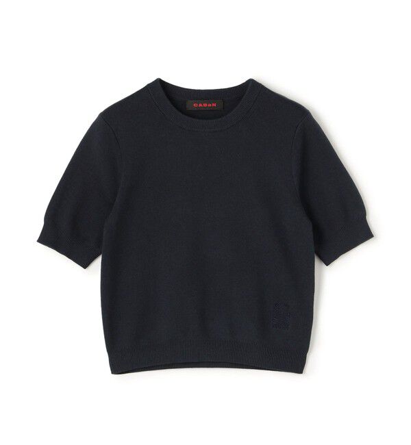 CABaN「コットンカシミヤ クルーネックハーフスリーブプルオーバー」|ニット・セーター|69 ネイビー