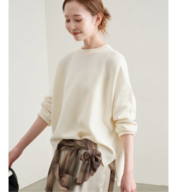 SLOBE IENA「《WEB限定カラーあり/シリーズあり/追加予約》コットンダブルフェイスプルオーバー」|ニット・セーター|ナチュラル