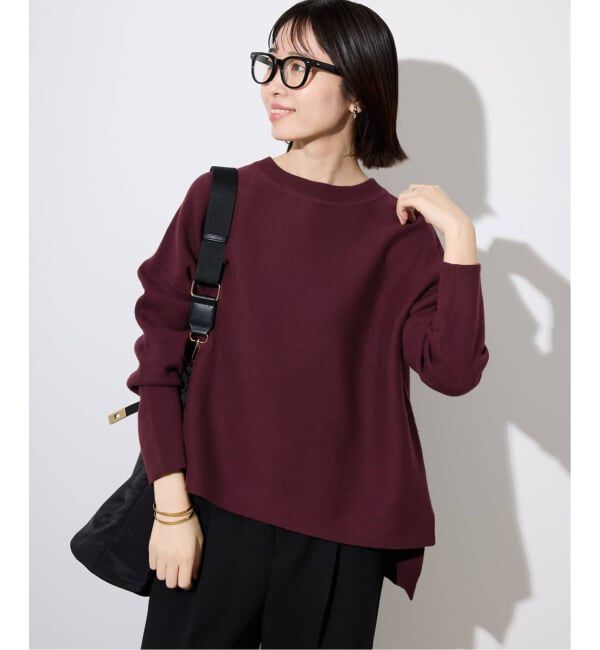 SLOBE IENA「《WEB限定カラーあり/シリーズあり/追加予約》コットンダブルフェイスプルオーバー」|ニット・セーター|ボルドー