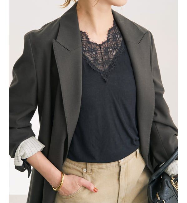 Spick and Span「《予約》レースドッキングVネックインナー」|Tシャツ・カットソー|