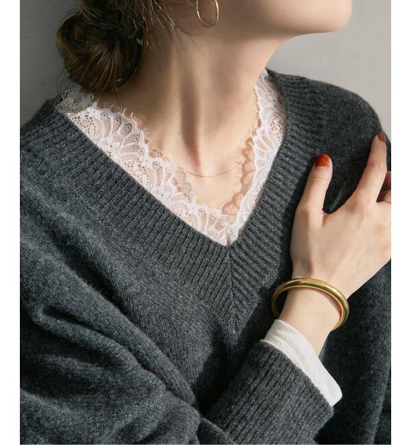 Spick and Span「《予約》レースドッキングVネックインナー」|Tシャツ・カットソー|