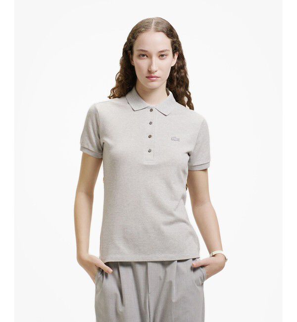 LACOSTE「スリムフィット ストレッチコットンピケポロシャツ（半袖）」|ポロシャツ|グレー