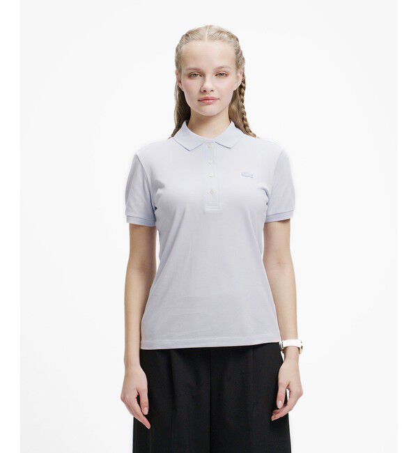 LACOSTE「スリムフィット ストレッチコットンピケポロシャツ（半袖）」|ポロシャツ|ラベンダー