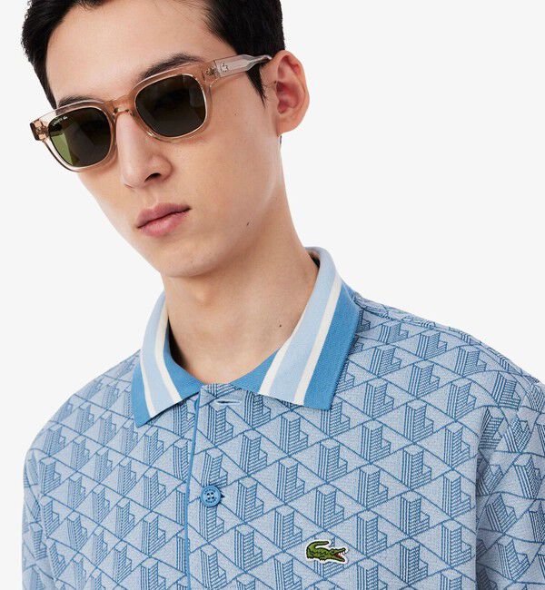 LACOSTE「モノグラムジャカード半袖ポロシャツ」|ポロシャツ|