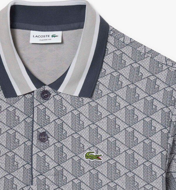 LACOSTE「モノグラムジャカード半袖ポロシャツ」|ポロシャツ|