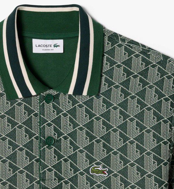 LACOSTE「モノグラムジャカード半袖ポロシャツ」|ポロシャツ|