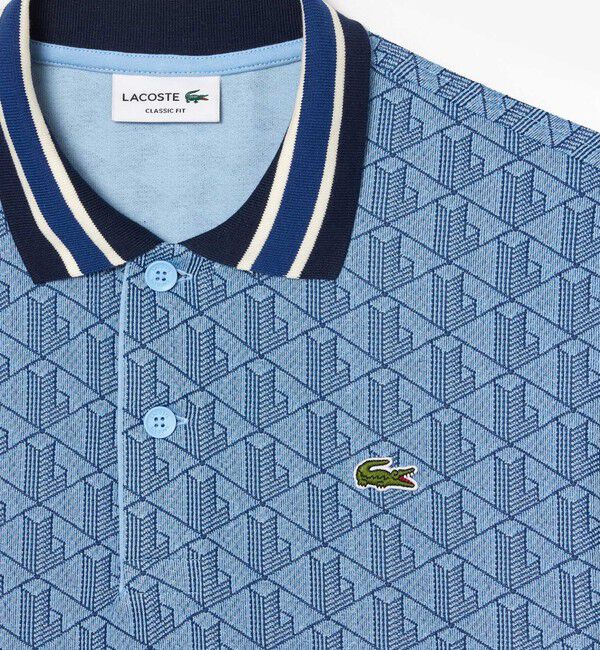 LACOSTE「モノグラムジャカード半袖ポロシャツ」|ポロシャツ|