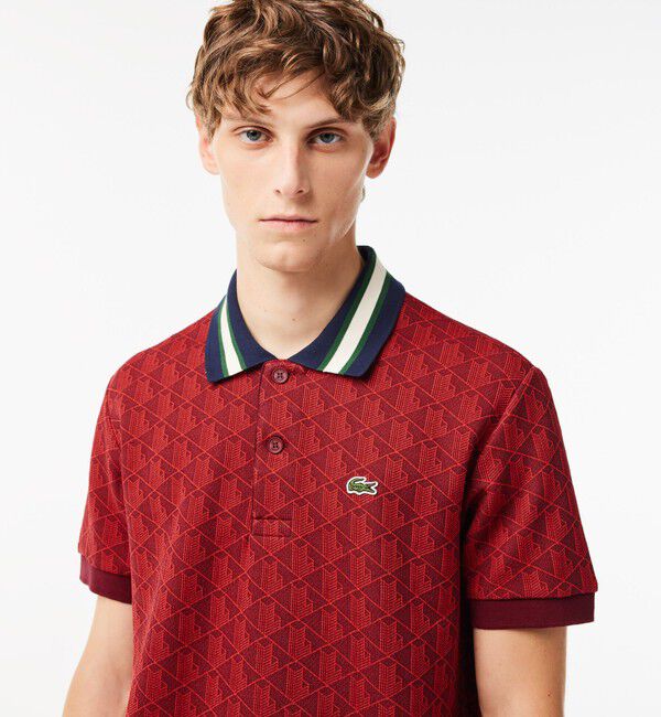 LACOSTE「モノグラムジャカード半袖ポロシャツ」|ポロシャツ|