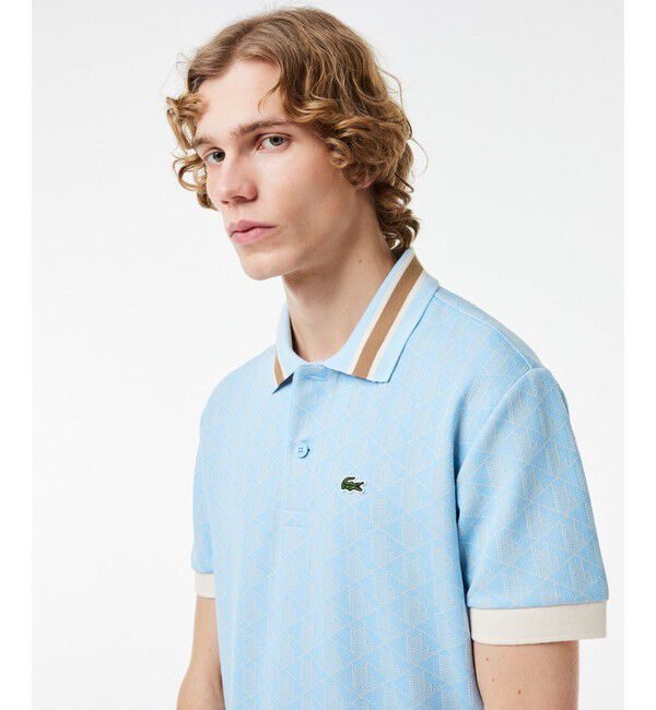 LACOSTE「モノグラムジャカード半袖ポロシャツ」|ポロシャツ|