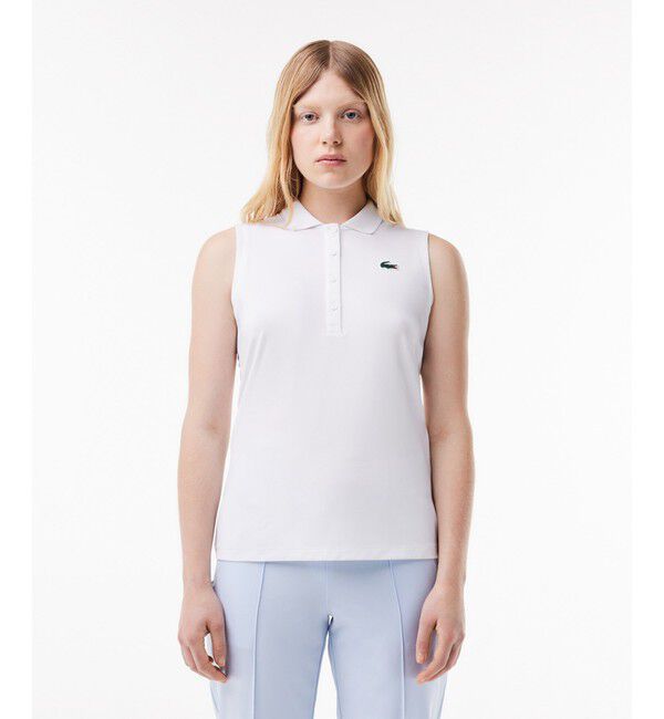 LACOSTE「UVカット UPF50+ ウルトラドライノースリーブゴルフポロシャツ」|ポロシャツ|ホワイト