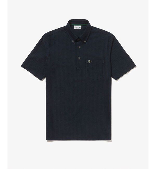 LACOSTE「鹿の子地切り替え同色ストライプボタンダウンポロシャツ」|ポロシャツ|