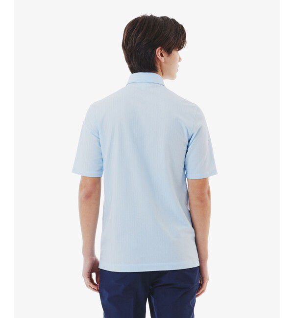 LACOSTE「鹿の子地切り替え同色ストライプボタンダウンポロシャツ」|ポロシャツ|