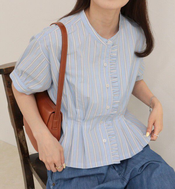 fredy emue「フリルタック前開きブラウス」|シャツ・ブラウス|ブルー系その他