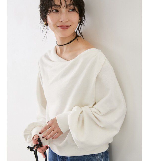 VIS「ワンポイント刺繍入りドレープスウェットプルオーバー」|スウェット・ジャージ|