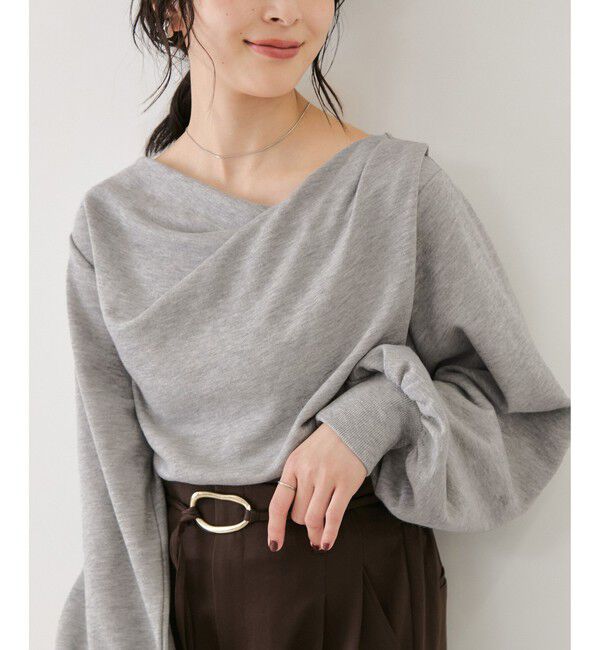 VIS「ワンポイント刺繍入りドレープスウェットプルオーバー」|スウェット・ジャージ|