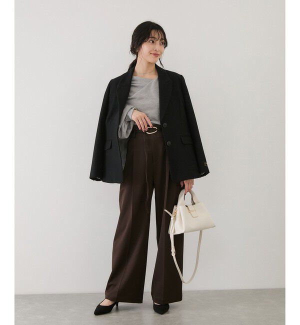 VIS「ワンポイント刺繍入りドレープスウェットプルオーバー」|スウェット・ジャージ|