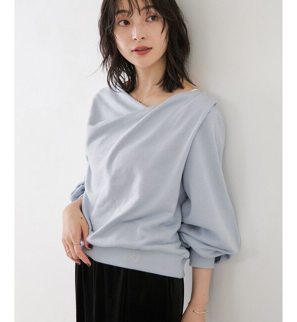 VIS「ワンポイント刺繍入りドレープスウェットプルオーバー」|スウェット・ジャージ|