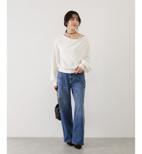 VIS「ワンポイント刺繍入りドレープスウェットプルオーバー」|スウェット・ジャージ|
